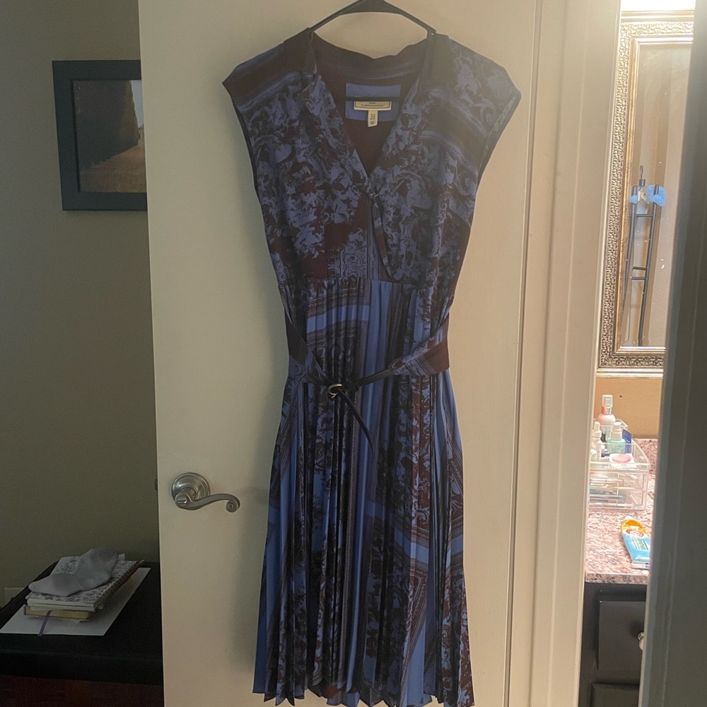 Moulinette Soeurs Blue and Brown Midi Dress